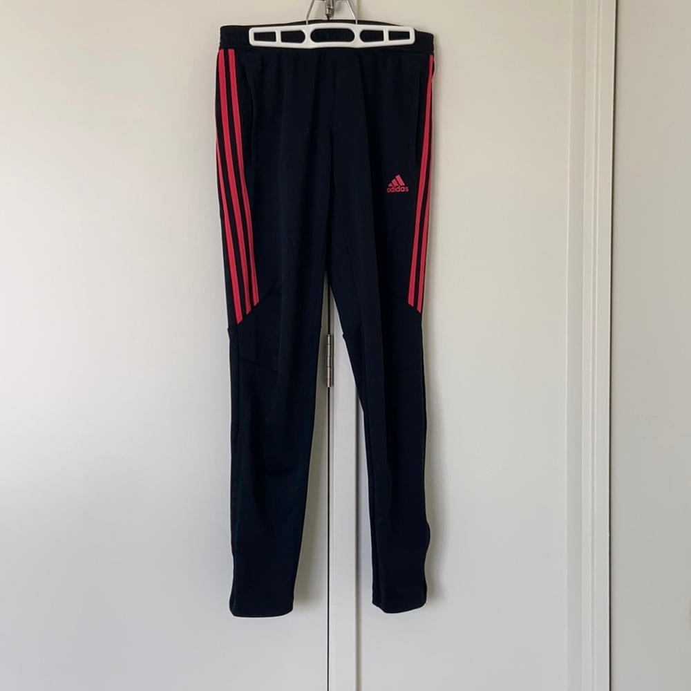 Black and pink adidas pants